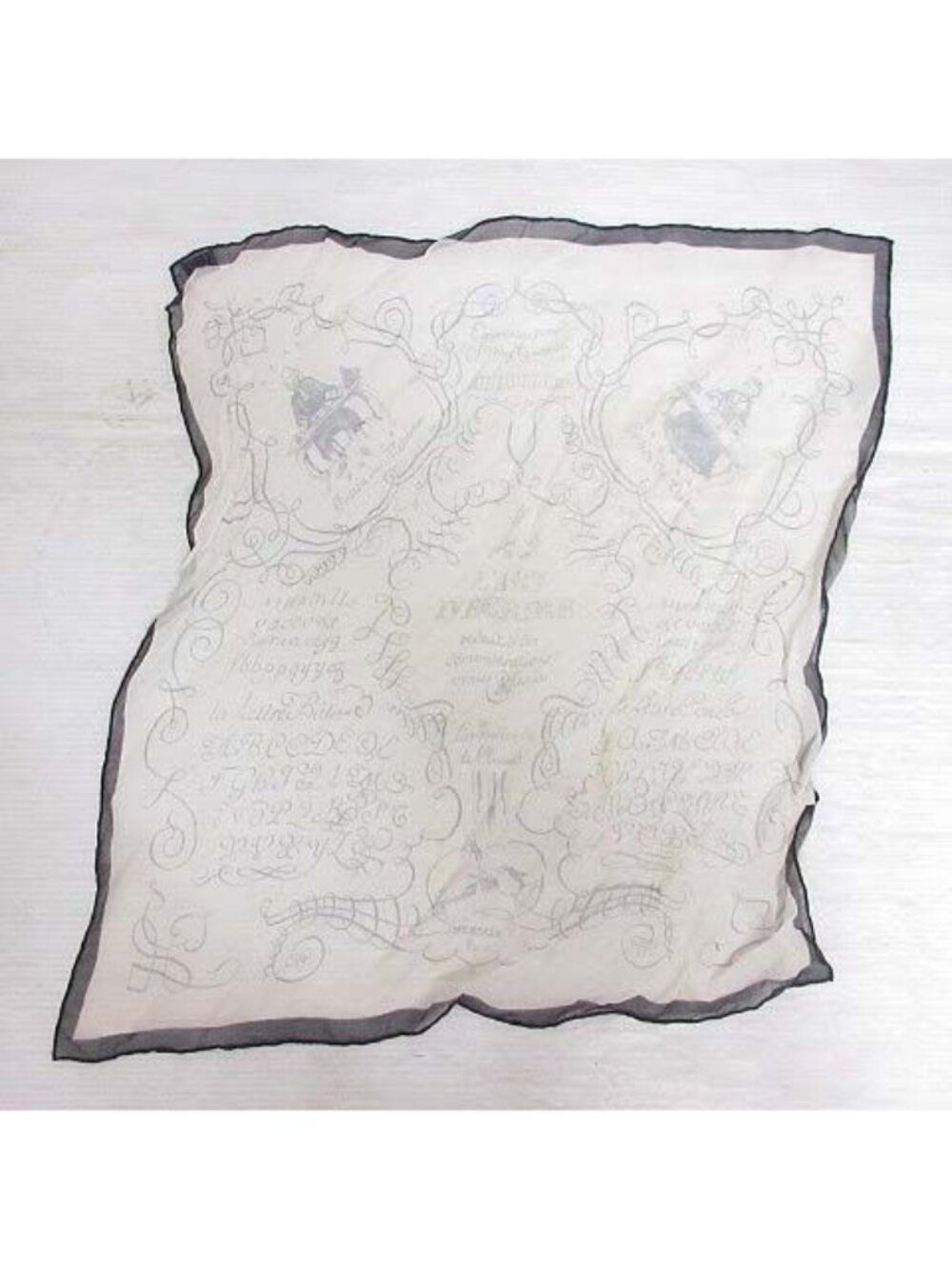 Hermes Gavroche 45 Book of Art L'art D'ecrire Silk Scarf Off White See Through - Picture 1 of 7